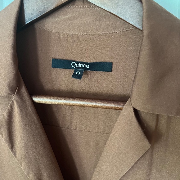 Quince Silk Notch Collar Blouse Button Down Copper - Picture 3 of 3
